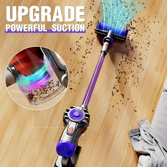 Kids Vacuum That Really Works, Toddler Vacuum Toy That Works, Toy Baby Working Play Child Size Real Mini Vacuum Cleaner with Real Suction Cleaning Set for Kids Toddlers 3-5 (Violet)