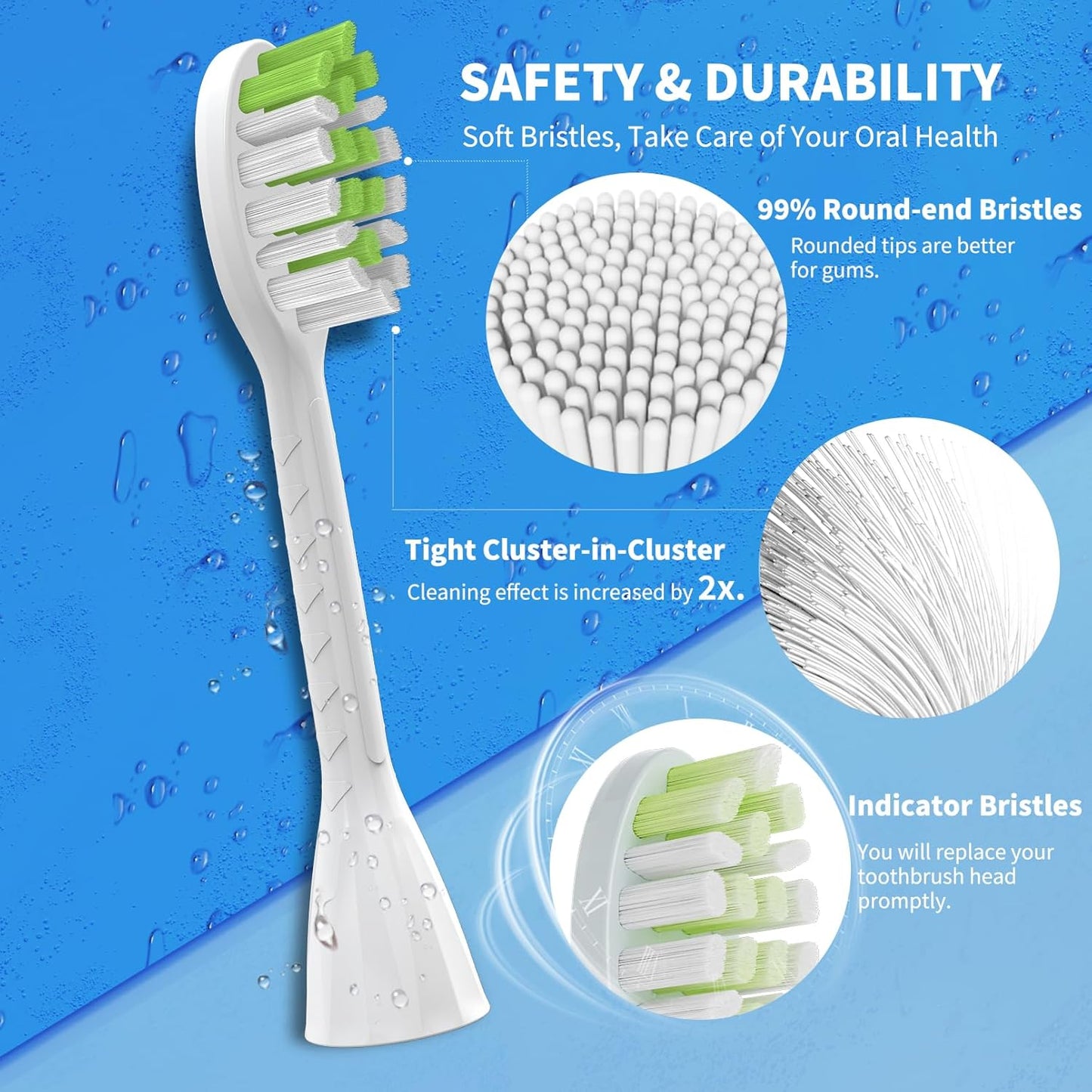 Toothbrush Replacement Heads Compatible with Philips One Series Sonicare Battery Toothbrush BH1022/07, 10 Pack Replacement Heads, Soft Bristles, White