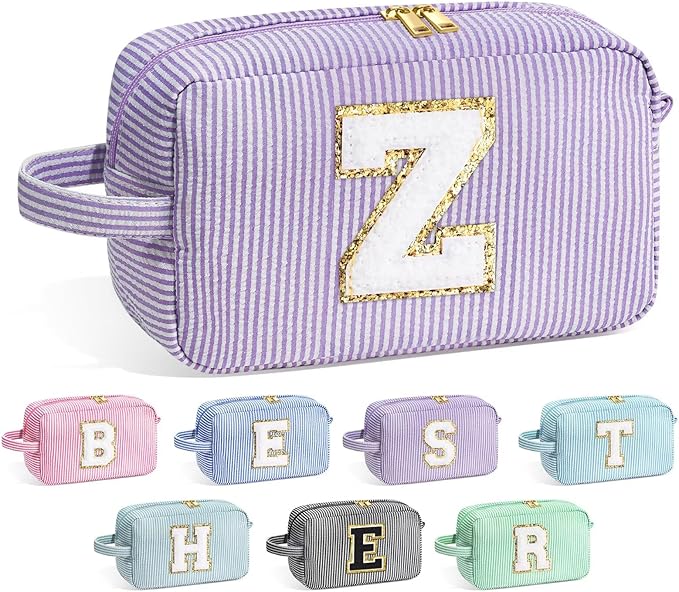 YOOLIFE Birthday Gifts for 4 5 6 7 8 9 10 11 12 13 14 15 16 Year Old Girl Gifts, Purple Gifts for Women Teen Girls Kids Her Daughter, Monogram Initial Girls Makeup Bag, Letter Z