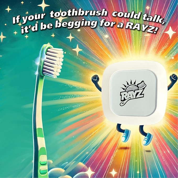 Rayz UV-C Toothbrush Sanitizer | Portable & Rechargeable | 99.9% Sanitization in 3 Minutes | Wall Mountable, Travel-Friendly & TSA-Approved (Pearl)