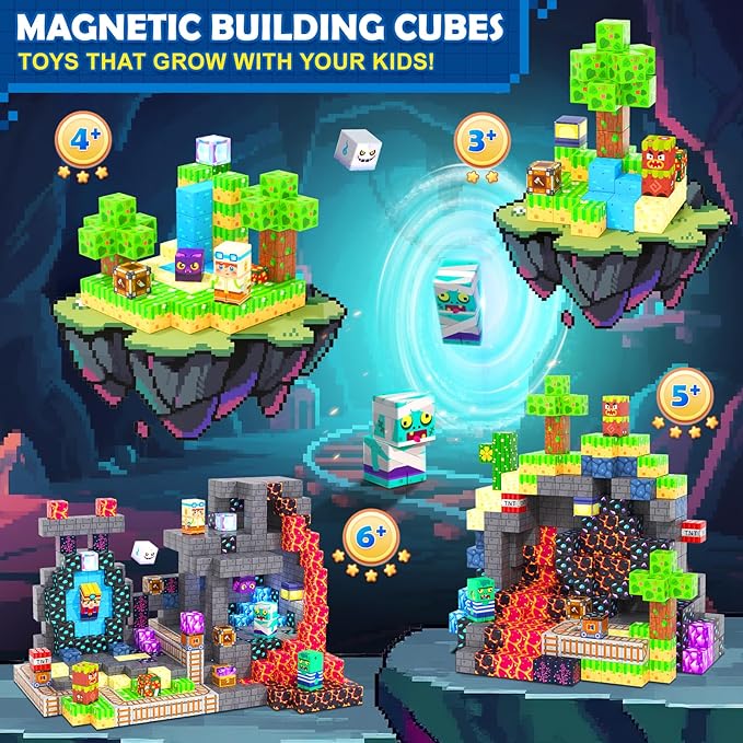 Coodoo 150PCS Magnetic Blocks, Build Mine Magnet World Set, Toddler Outdoor Toys STEM Construction Building Blocks Toy, Magnetic Tiles Sensory Kids Toys for 3+ Year Old Kids Boys Girls Ages 3 4 5 6