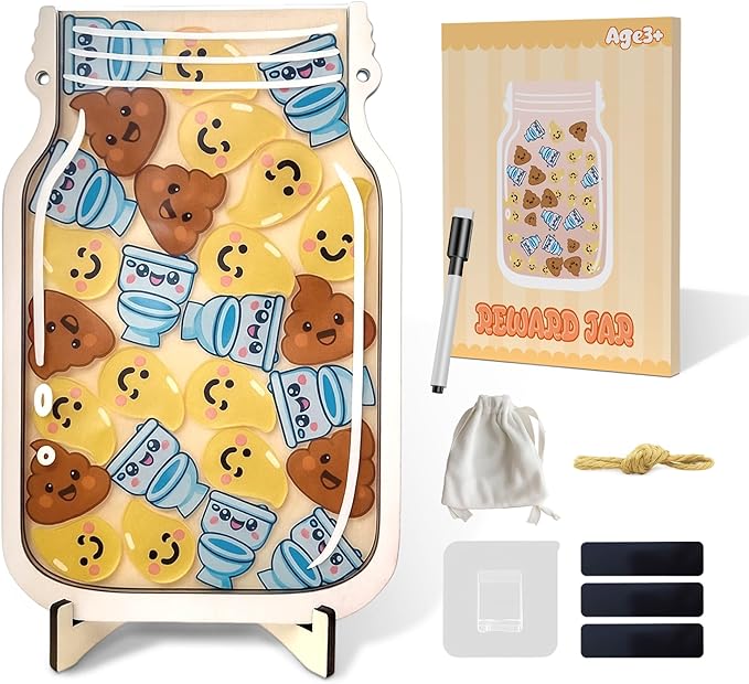 Yoink Reward Jar for Kids, Potty Training Reward Jar with 27 Fun Tokens, Potty Rewards for Toddlers Boys and Girls, Home and Classroom Good Behavior Management Tool
