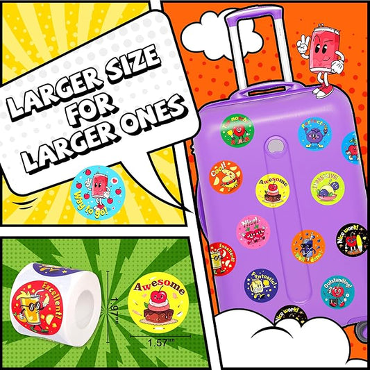 HORIECHALY 3 Rolls Scratch and Sniff Scented Stickers for Kids, 600 Pcs Smelly Motivational Reward School Stickers, Scented Encouragement Classroom Sticker for Teachers, Students(1.57")