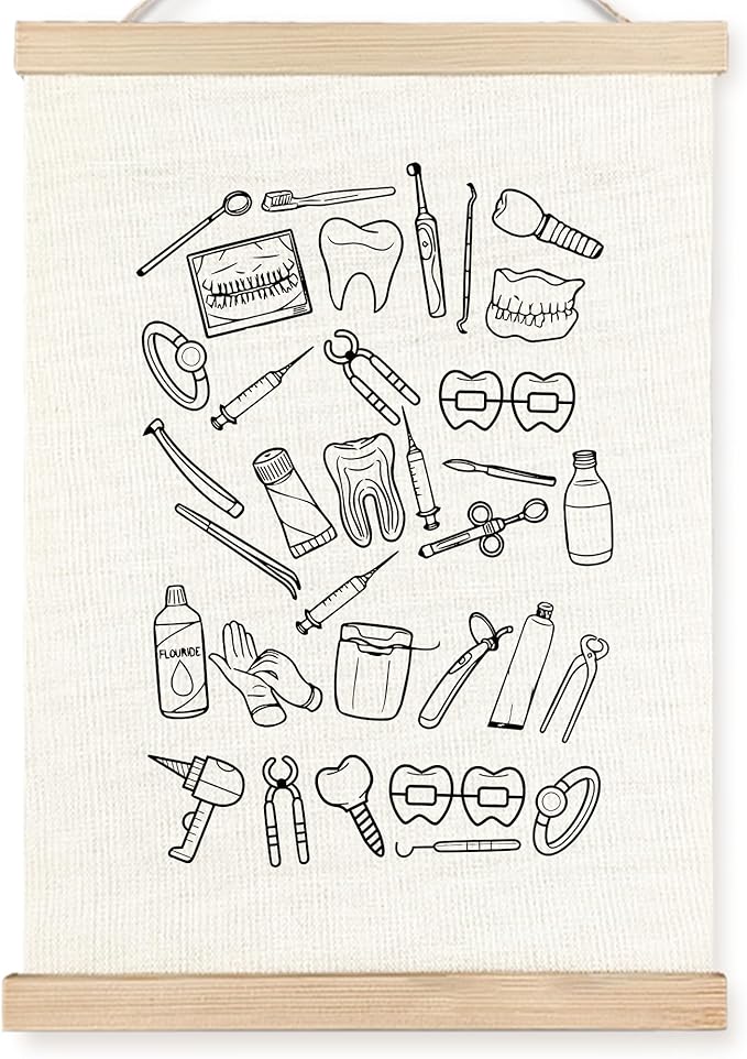 FDHSPAAM Dental Wall Art Decor, Dental Office Decor, Dentist Gifts for Women Men, Dentist Tools Wall Art Posters for Hospital Doctor Office, 12x16 Inch