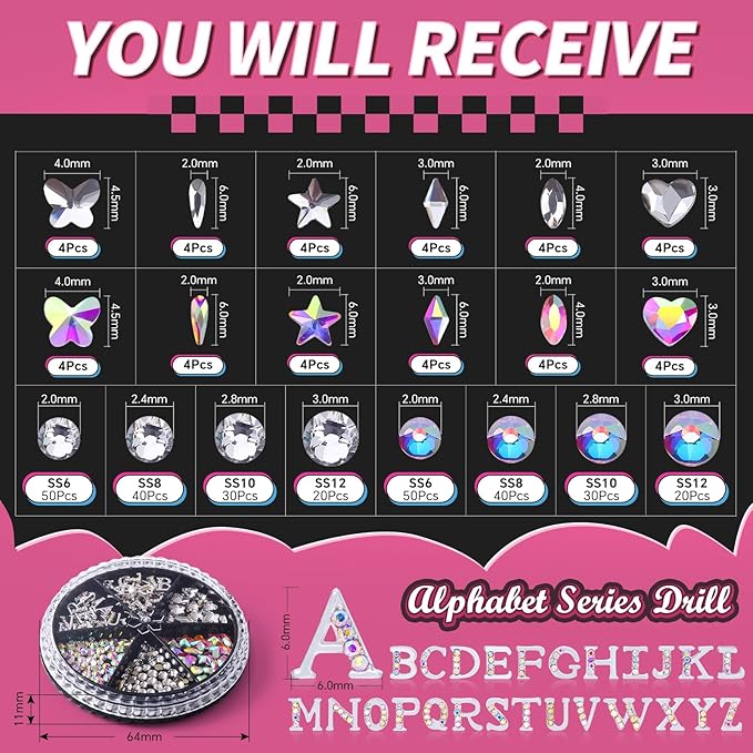 154 Letter pcs Teeth Gem Kit,Tooth Gems for DIY Crystals Teeth Jewelry Kit for Girls Gold Y2K Butterfly Love for Boys Silver (Silver)