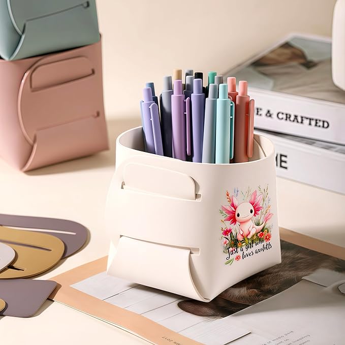 Axolotl Makeup Brush Holder, Decorative Desk Organizer for Jewelry Pen Pencil Glasses Storage, Axolotl Lovers Themed Gifts Stuff For Girls Teens Kids Women!