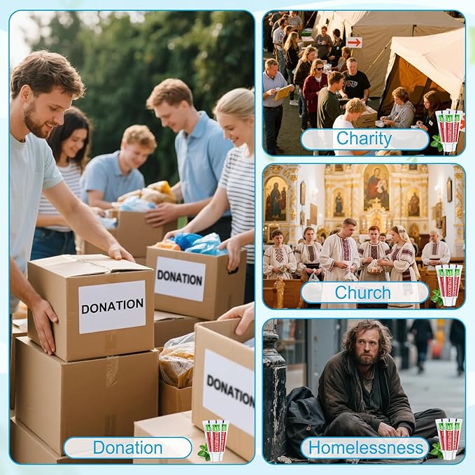 10 Tubes Travel Size Toothpaste in Bulk, Disposable Mini Mint Compact Small Pocket Size Essential Toothpaste for Vacation Hotel Shelter Homeless Nursing Home Charity Camping Single Use 0.17 oz/ 5g