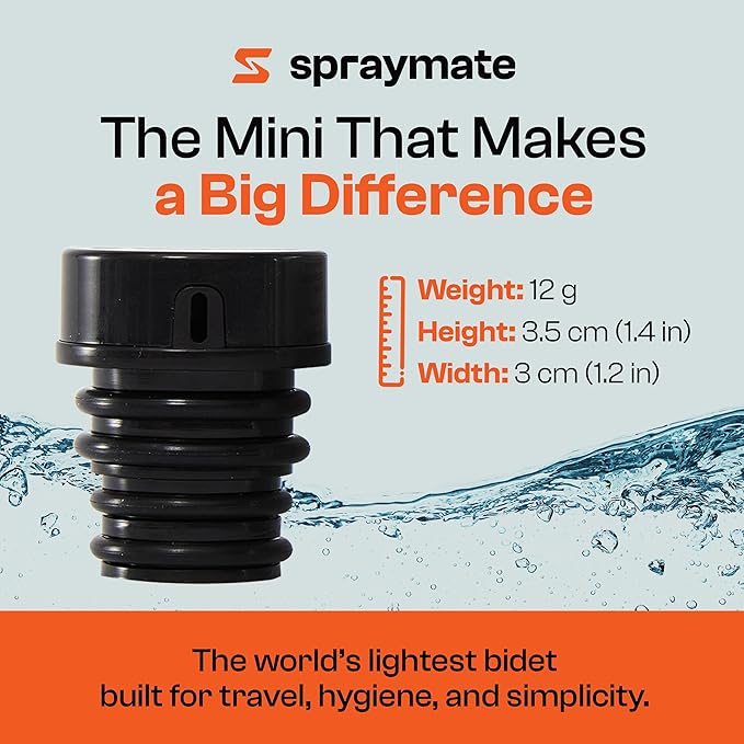 Portable Bidet for Women & Men - Travel Bidet for Camping, Toilet & Hiking | Compatible with Most Bottles | Ultralight 12g | USA Brand – Spray Mate MINI