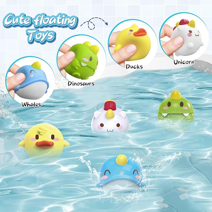 Toddler Bath Toys, Baby Bathtub Toys with Elephant Shower Sprays and Slide Track, Fishing Floating Animals Toys, Creative Shower Toys Christmas Birthday Gifts for Boys and Girls