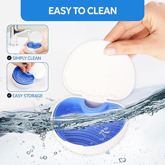 Denture storage case – Hygienic & Protective Denture Bath Cup – Travel-Friendly Orthodontic Dental Retainer Container, Portable, Secure for Invisalign, Mouth guards, Braces – Easy to Use