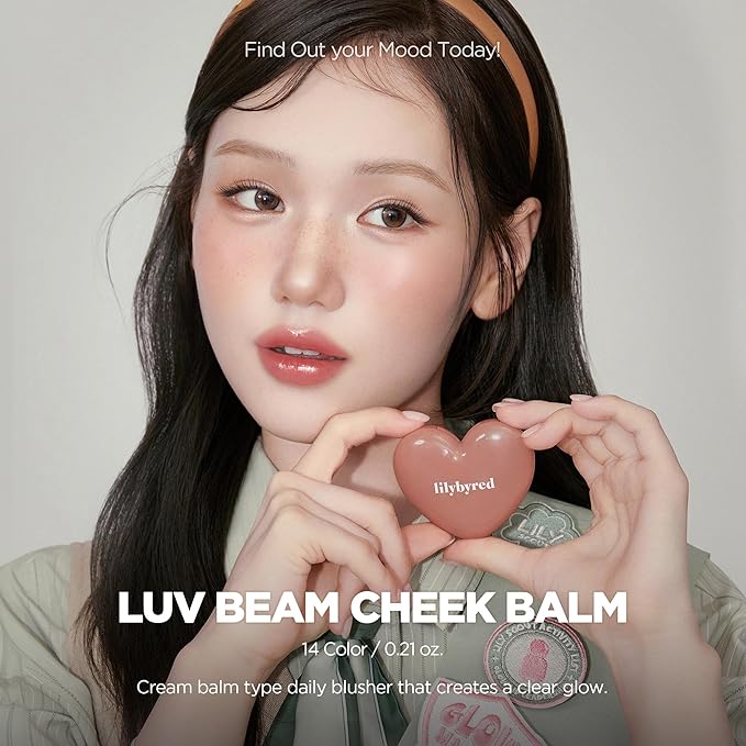 lilybyred Luv Beam Cheek Balm | Heart-Shaped Korean Cream Blush, Semi-Matte Finish, Long-Lasting, Blendable & Buildable, Soft Creamy Texture, Lightweight, Natural Flush, 0.12 oz. (06 Fliuffy Peach)