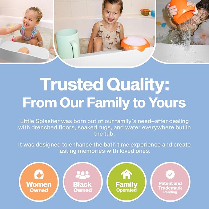 Original PlayPad, Bathtub Splash Guard Play Shelf - Toy Tray Caddy Holder Storage - Suction Cups Attach to Bath Tub - No Mess Water Spill in Bathroom for Toddlers Kids Baby (White)