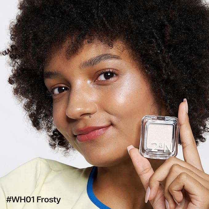 2aN Pure Glash Highlighter WH01 Frosty – Glass-Like Sheen Powder Highlighter for a Natural, Radiant Glow | Buildable, Long-Lasting, Lightweight Formula