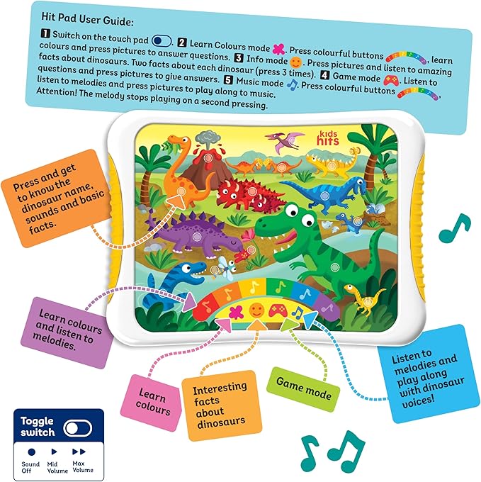 Dino Friends Hit Pad – Interactive Toddler Learning Toy with Lights, Dinosaur Sounds & Music – Educational Toy for Kids Age 3+