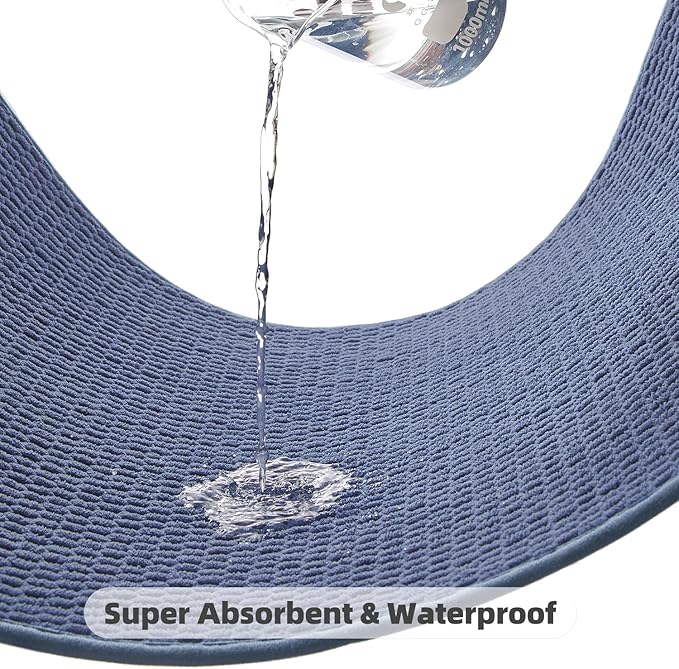 Large Bathroom Rugs Non Slip Washable Bath Rugs Super Absorbent Bathroom Rug Thin Quick Dry Low Pile Bath Mats, Denim Blue 36"x48"