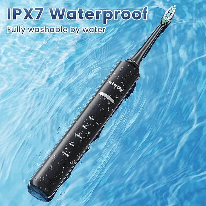 Betterchoi Sonic Electric Toothbrush for Adults, USB Rechargeable Toothbrush - 41,000 VPM Maglev Motor - 4 Brush Heads - IPX7 Waterproof, 180-Day Battery Life, 5 Cleaning Modes & Smart Timer, Black