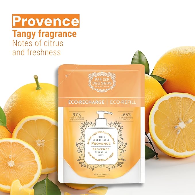 Panier des Sens - Liquid Hand Soap Refills - Provence Foaming Hand Soap Refill - French Moisturizing Hand Wash with Coconut Oil - Kitchen & Bathroom - 97% Natural - 34 Fl.oz