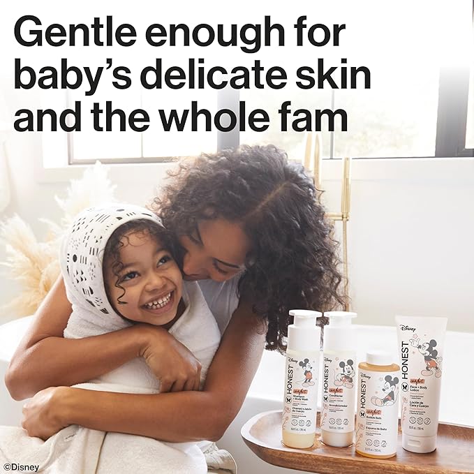 The Honest Company 2-in-1 Cleansing Shampoo Body Wash I Gentle Enough for Baby Dermatologist Tested Tear-free Hypoallergenic Disney’s Mickey Mouse Comfort Sweet Cream 10 fl oz