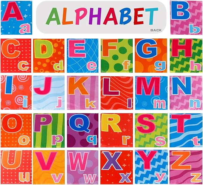 Mini Tudou 26 PCS Baby Soft Alphabet Cards, ABC Learning Flash Cards with Storage Bag, Washable Soft Letter Early Educational Toy for Babies Infants Toddlers Boys and Girls 0 1 2 3 Years Old