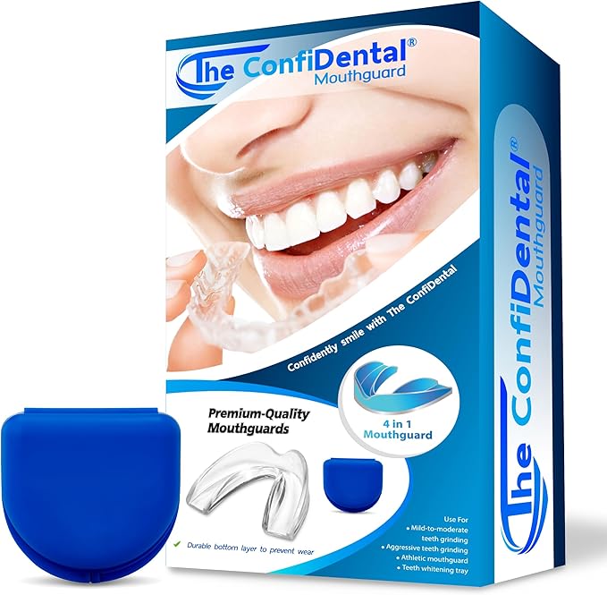 The ConfiDental - Pack of 3 Moldable Mouth Guard for Teeth Grinding Clenching Bruxism, Sport Athletic, Whitening Tray, Including 2 Regular and 1 Heavy Duty Guard (2 (LLL) Regular 1 (II) Heavy Duty)