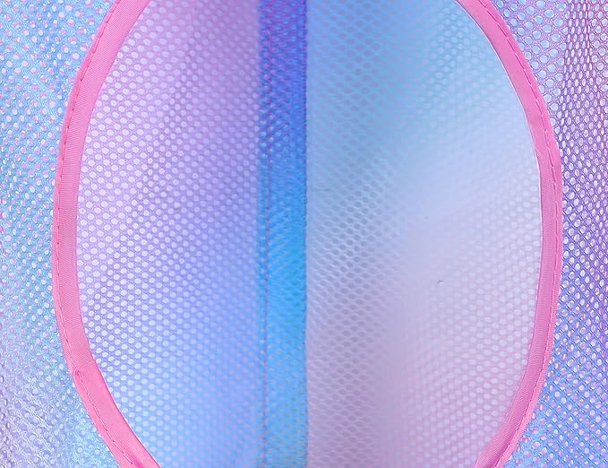 Libeder 2Pcs Mesh Hanging Storage Organizer, 4 Compartments, Foldable, Portable, Casual Style, Hanging Organizer for Kids Room, Pink (Rainbow Tie Dye)