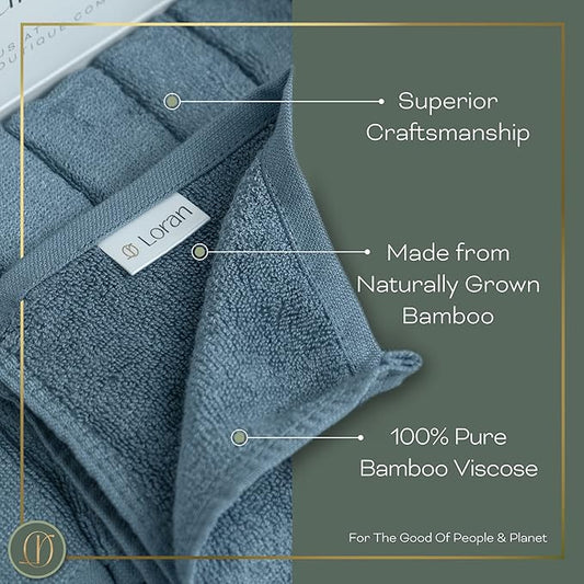 Tidal Blue Facial Washcloths Set of 6 Soft Cloths 10” x 10” 100% Viscose Derived from Bamboo Spa-Like Feel Silky Face Cloth for Skin Cleansing