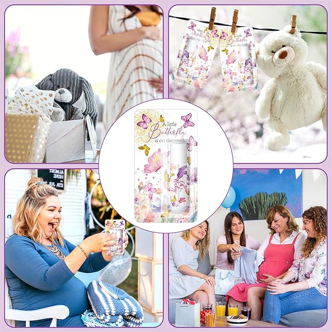 30 Pack Christmas Butterfly Baby Shower Games Prizes Party Gifts Bulk Lip Balms Favors for Winners Adults Guests Gender Reveal Favors Decorations Baby Shower Souvenirs Gifts Stocking Stuffers