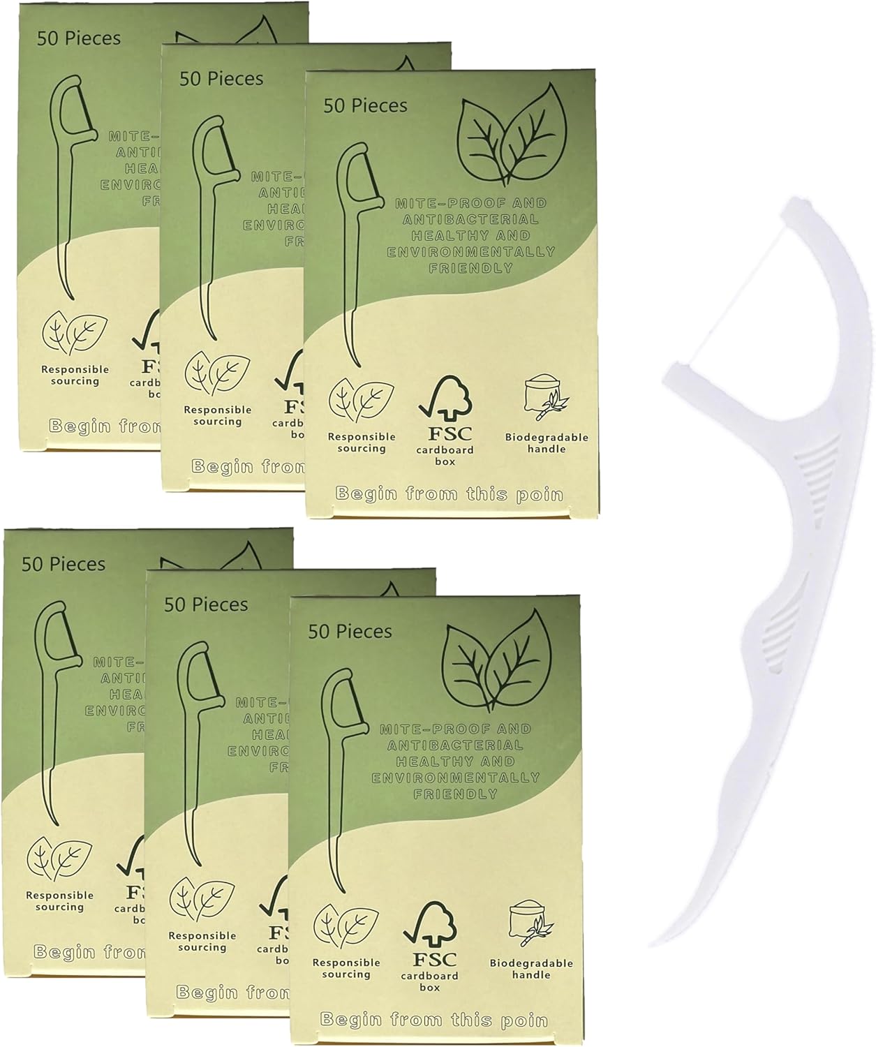 Environmentally Conscious Dental Floss Picks(300 Count) – Biodegradable, Harmless, and Toothpick Stick Soft on Gums for Optimal Oral Care