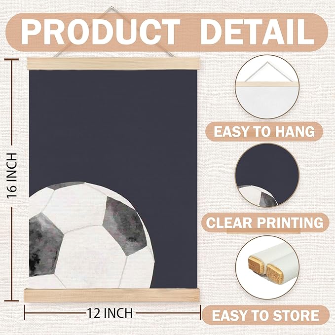 FDHSPAAM Soccer Wall Art Decor, Sports Room Decor for Boys, Boys Soccer Gifts, Sport Wall Art Posters for Nursery Home Boy Bedroom Playroom, 12x16 Inch Set of 2