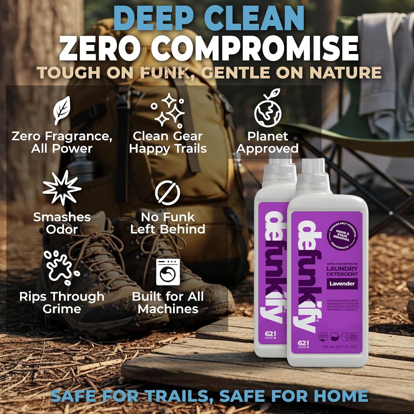 Laundry Detergent 62 Load/37.7 FlOz (2-Pack). 'Lavender' Liquid Laundry Detergent for Sensitive Skin. 'ProvenSafe' Laundry Soap Washing Detergent w/Odor & Stain Remover for Activewear & All Fabrics