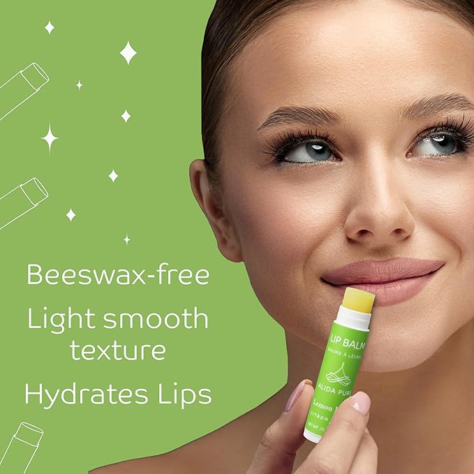 Lemon Lime Lip Balm Collection, Vegan Set, Bees Wax Free, Organic Jojoba and Avocado Oil, Vitamin E, Moisturizer For Dry Cracked Lips, 3 Tubes of Lip Balm per Set