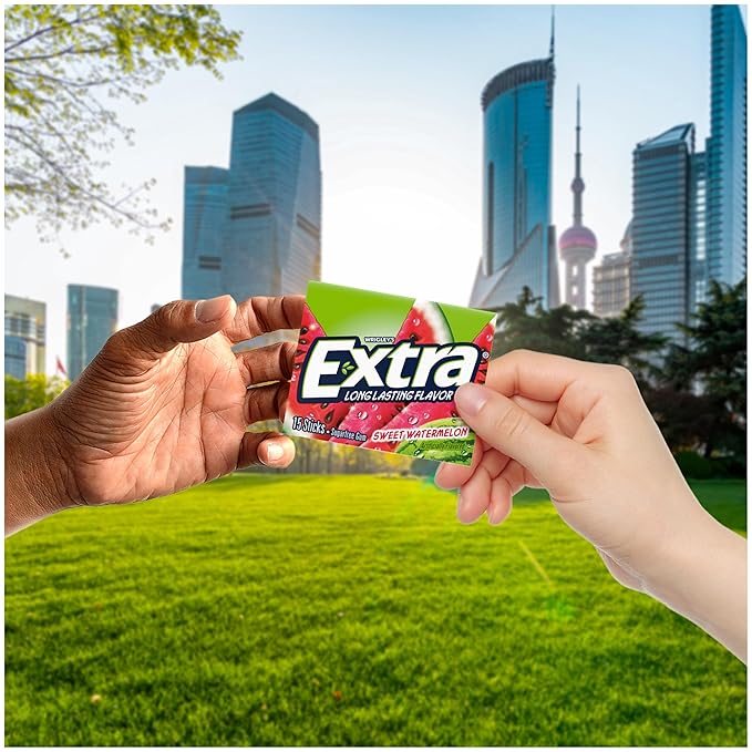 EXTRA Gum Sweet Watermelon Sugarfree, Bulk, Individually Wrapped, Long-Lasting Juicy Watermelon Flavor, Perfect for Fresh Breath at School, Work, and Travel 15 Count, Pack of 10