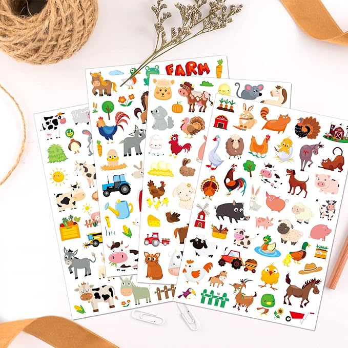 Farm Animal Stickers Cute Farm Barnyard Cow Sheep Horse Decal Sticker 875 Counts Party Gifts Goodie Bags Decor School Reward Birthday Party Favors Water Bottle Sticker Laptop Invitation Decor