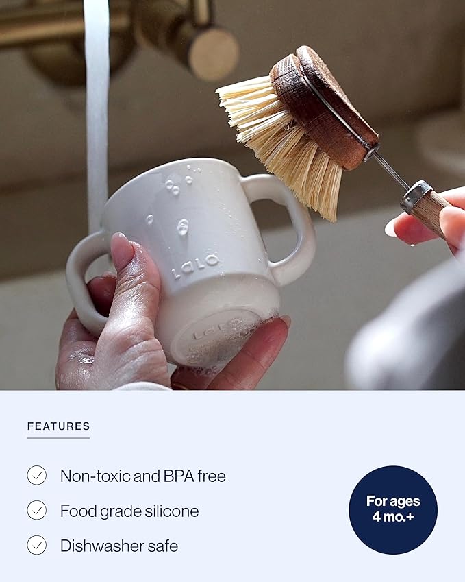 Lalo Little Cup 2-Pack, Non-Toxic Silicone Straw Cup with Handles - Baby and Toddler Sippy Cup - Mini Cup and Straw Training System, 4oz, Blueberry