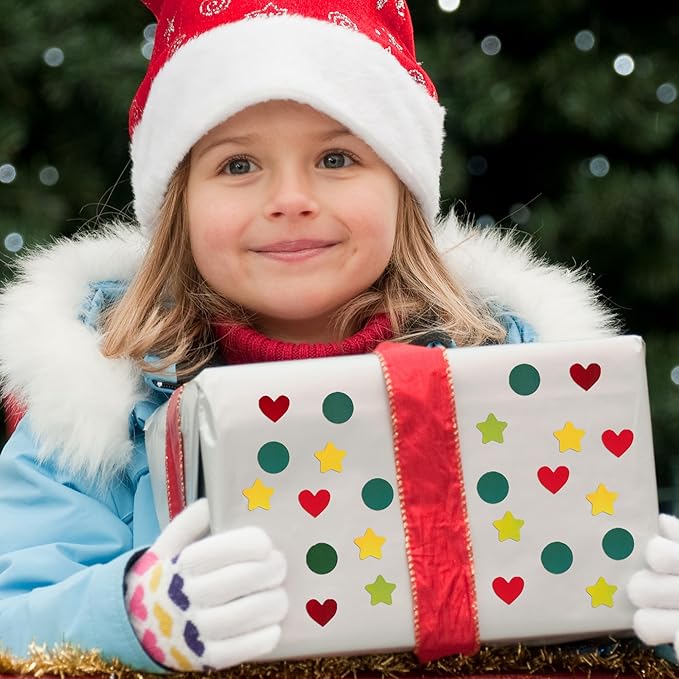 Holographic Stickers for Kids, 2160 Pcs, Star Heart Dot Shapes, Multicolor Sparkly Reward Charts, School Classroom Teacher Supplies, DIY Decorations, 0.6 Inch