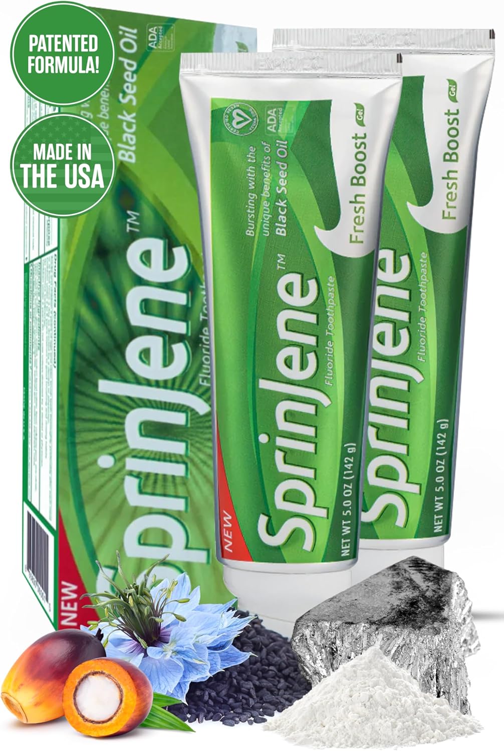 SprinJene Original Fresh Boost | Cavity Protection Toothpaste with Fluoride for Fresh Breath & Healthy Teeth | 2 Pack