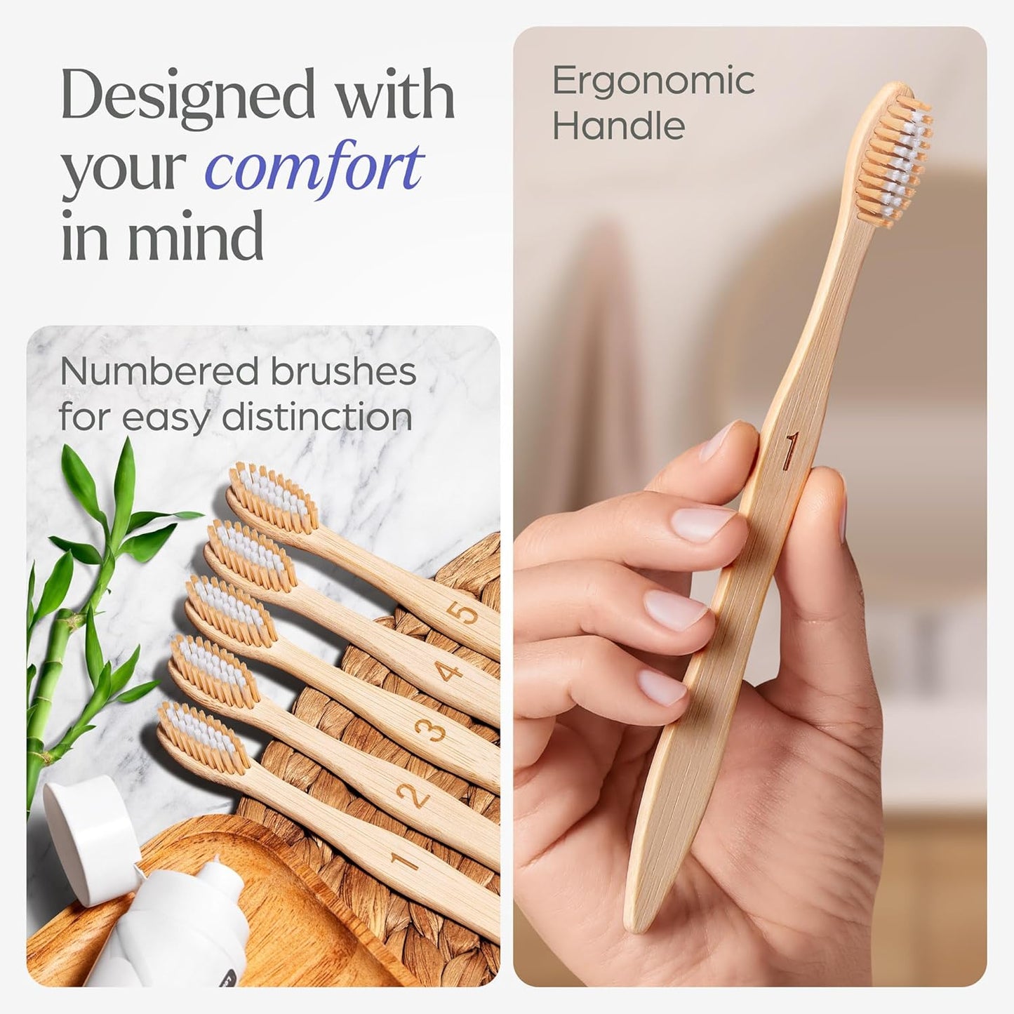 Bamboo Toothbrushes Medium Bristles 30 Pack - BPA Free Medium Bristles Toothbrushes for Adults - Eco-Friendly, Natural Wooden Toothbrush