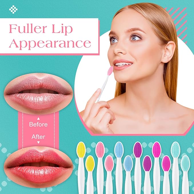 100 Pieces Lip Scrub Brushes Double Sided Silicone Exfoliating Lip Brush with Container Soft Silicone Face Lips Cleaning Tool Scrubber for Plump Smoother Appearance Multi Colored