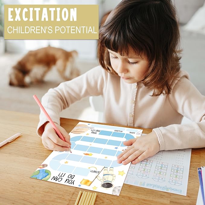 20 Outer Space Astronaut Reward Chart with 432 Round Stickers, Incentive Behavior Chart for Kids at Home Classroom, Kids Routine Daily Chore Sticker Chart-B17