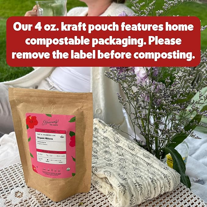 Heavenly Tea Leaves Organic Raspberry Leaf, Loose Leaf Herbal Tea, 4 oz. (Approx. 50 Cups of Tea) - Women Owned, Women's Health Herb