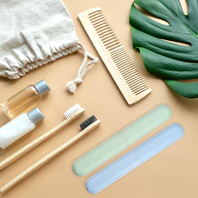 VOCOSTE 2pcs, Traveling Toothbrush Holders Case, PP Toothbrush Case for Travel Business, Green, Blue, 8.07''x1.22''x0.83''