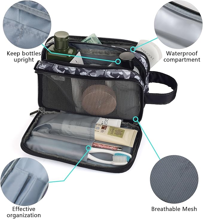 Kids Toiletry Bag for Boys, Travel Toiletry Bag for Little Young Boys Waterproof Hanging Wash Bag Toddler Traveling Toiletries, Shark Black