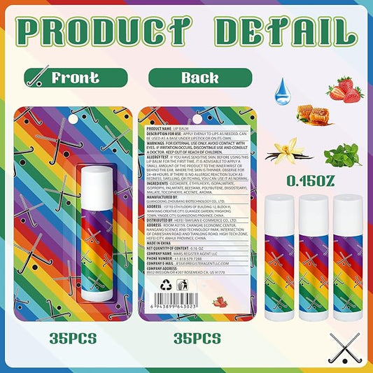 35 Pack Christmas Lip Balm Gifts Bulk Hockey Natural Moisturizing Lipstick Set Hockey Party Favors Sports Gift for Team Teen Adults Birthday Party Game Decorations Supplies