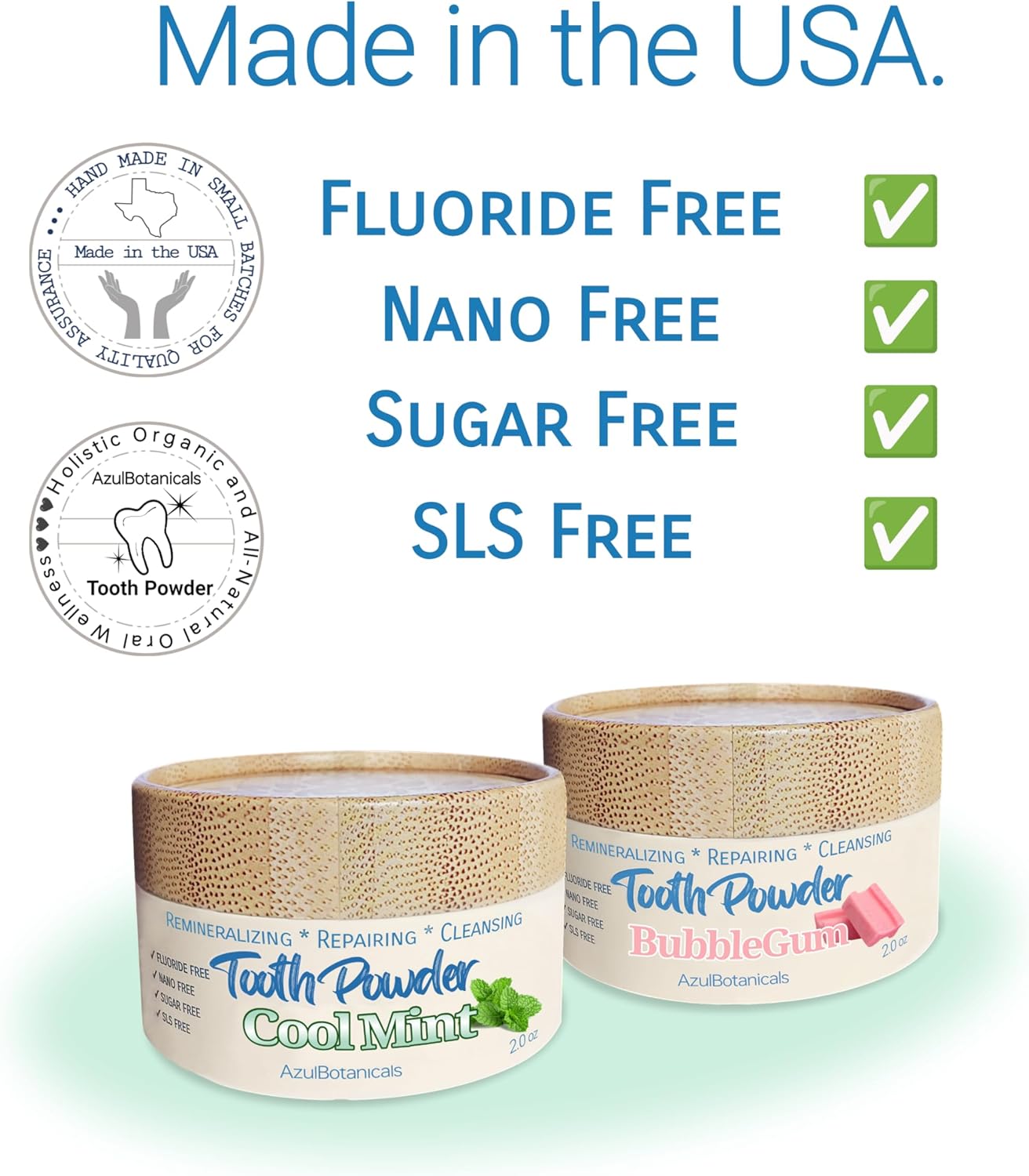 Remineralizing & Cleansing Tooth Powder, Bubblegum. Fluoride Free, SLS Free, Nano Free for Organic Oral Wellness (2 Ounces)