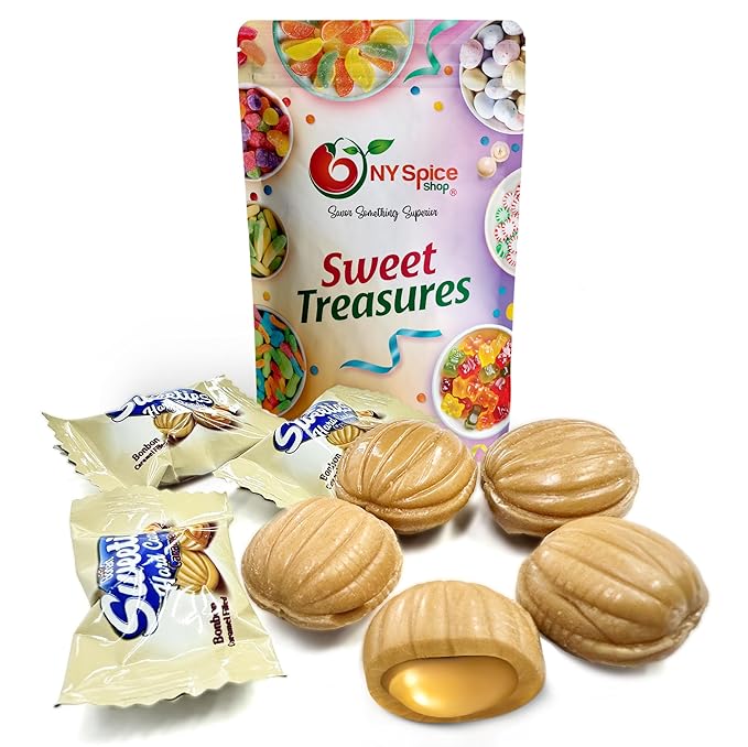 NY Spice Shop Caramel Cream Hard Candies - 1 Pound Individually Wrapped Caramel Flavored Candy Bulk - Best Candy for Party Decorations