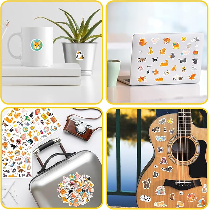 Cute Cat Stickers Kitty Decal Sticker 685 Counts Party Gifts Goodie Bags Decor Reward Animal Birthday Party Favors Vinyl Waterproof Cat Water Bottle Laptop Stickers Invitation Decor