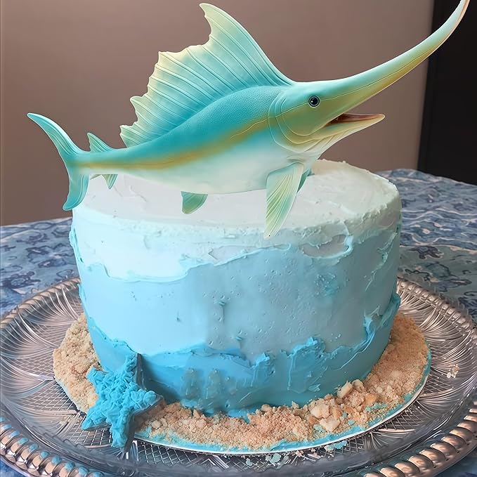 Gemini&Genius Sea Animal Sailfish Action Figure Soft Rubber Swim Bath Toy, Realistic Ocean Swordfish Educational and Role Play Toys for Kids and Collectors (17 Inches)