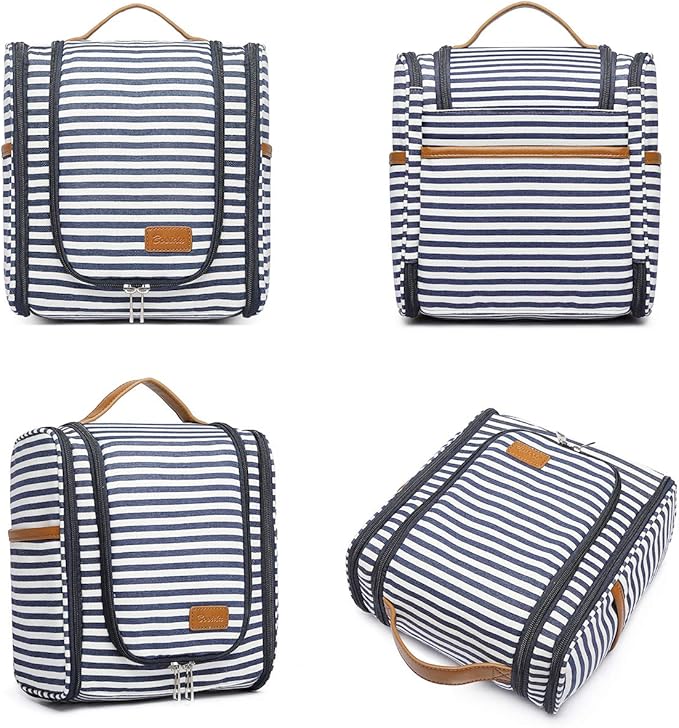 Bosidu Hanging Travel Toiletry Bag,Large Capacity Cosmetic Travel Toiletry Organizer for Women with 4 Compartments & 1 Sturdy Hook,Perfect for Travel/Daily Use/Christmas