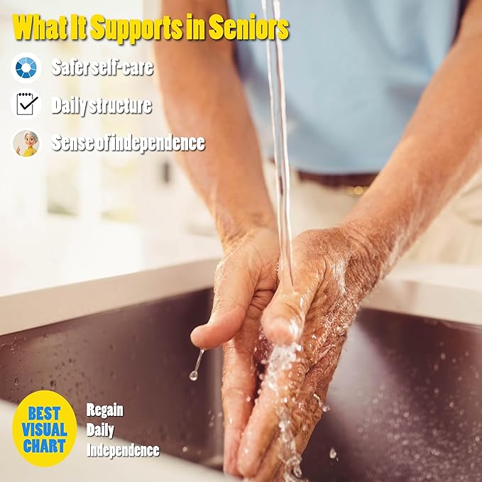 Washing Hands Chart Step by Step Laminated 9x12 Inch for Children Self Care Visual Chart Ideal for Special Needs and Autism (Washing Hands Chart - English)