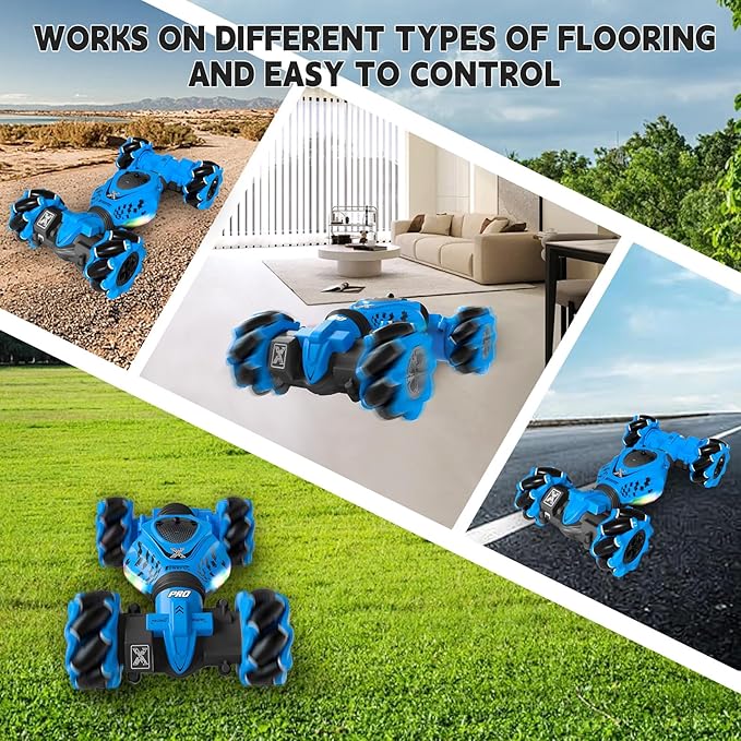 Remote Control Car - RC Drift Car for Boys Age 8-12, Gesture Sensing RC Stunt Cars 4WD Hot Wheels Cars Toy for Kids 4 5 6 7 8 9 10 Year Old Boy Birthday (Blue)